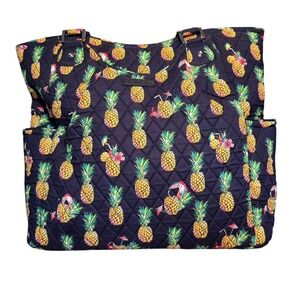 VERA BRADLEY LARGE GLENNA "TOUCAN PARTY" PATTERN Bag Navy Blue Beach Travel